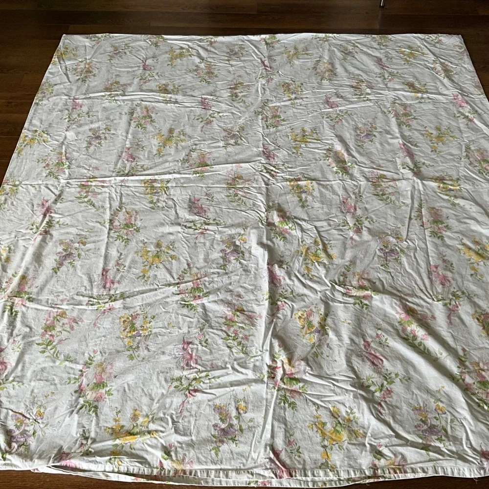 Vintage Garden Fairy Floral Duvet Cover Pink Whimsical Cottagecore Fairycore